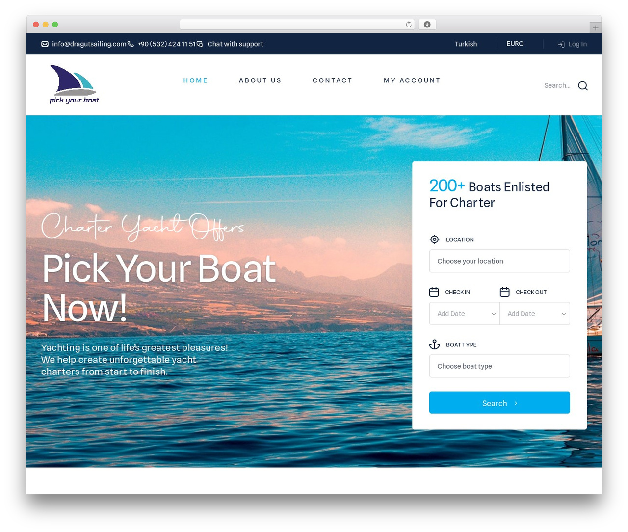 WP theme Floaty - pickyourboat.com