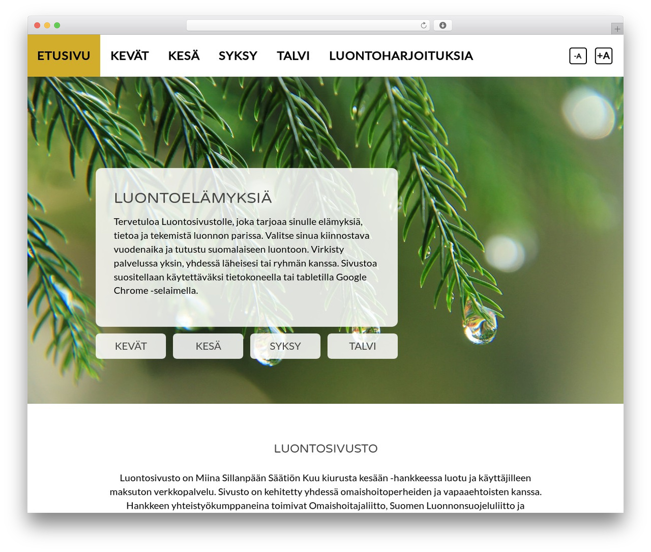 JCOre top WordPress theme - luontosivusto.fi