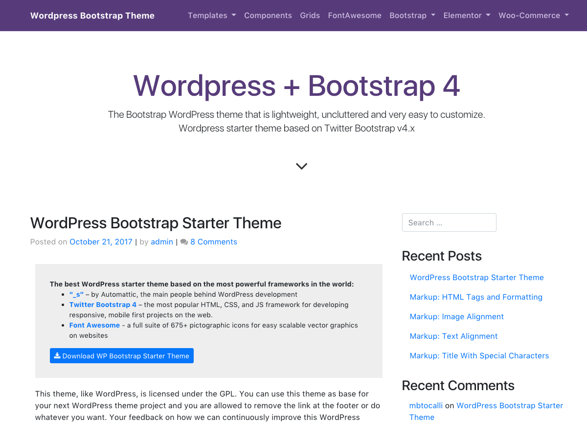 WordPress website theme wp-bootstrap-starter WordPress website theme wp-bootstrap-starter
