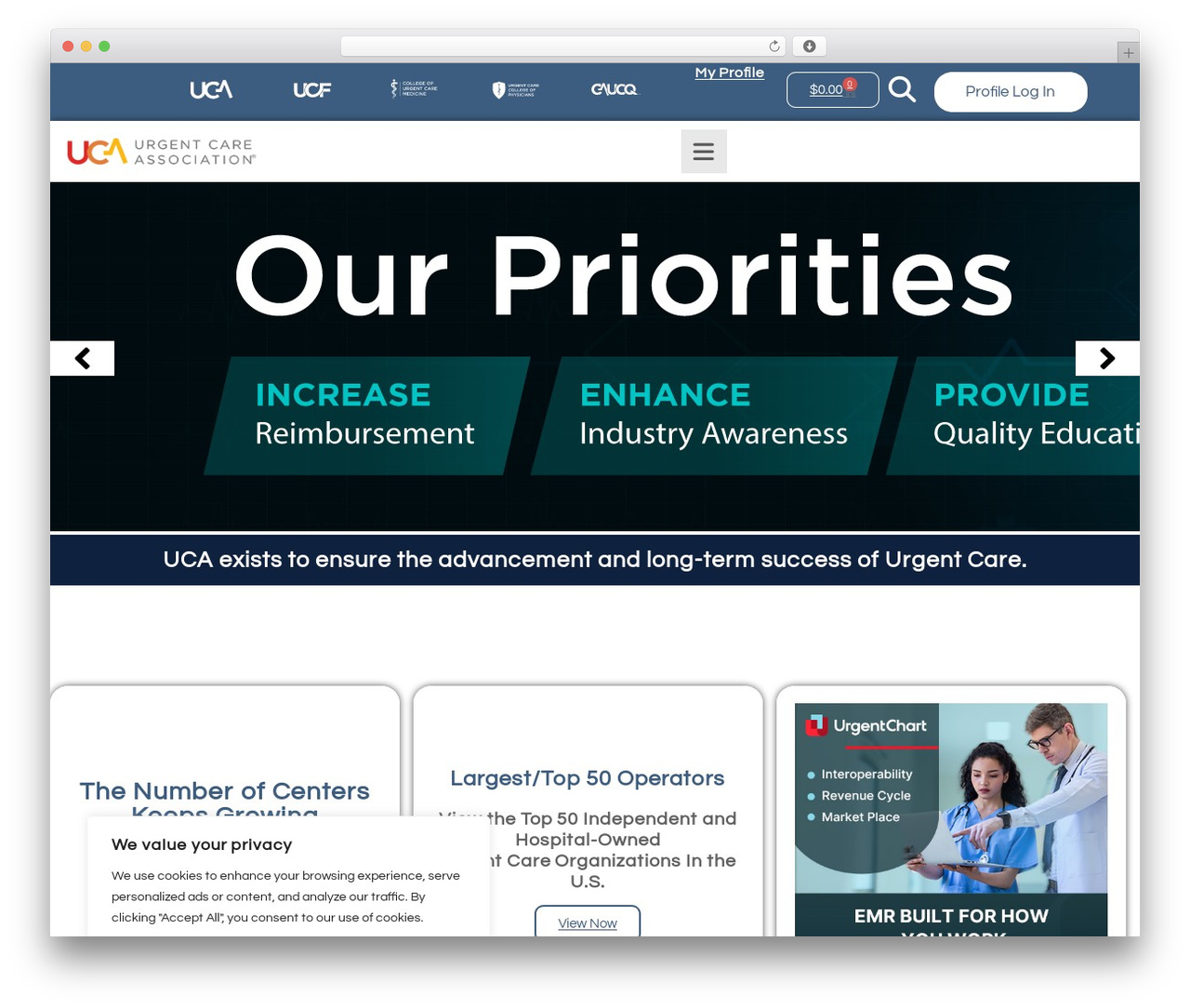 Hello Elementor WordPress theme - urgentcareassociation.org