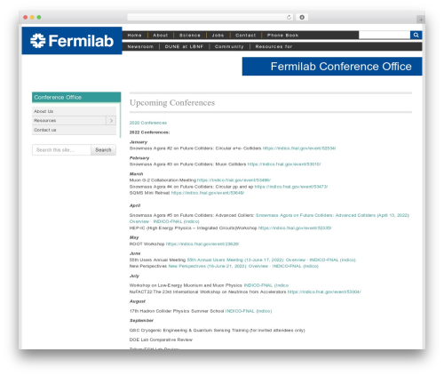 Fermilab Theme WordPress theme - conferences.fnal.gov