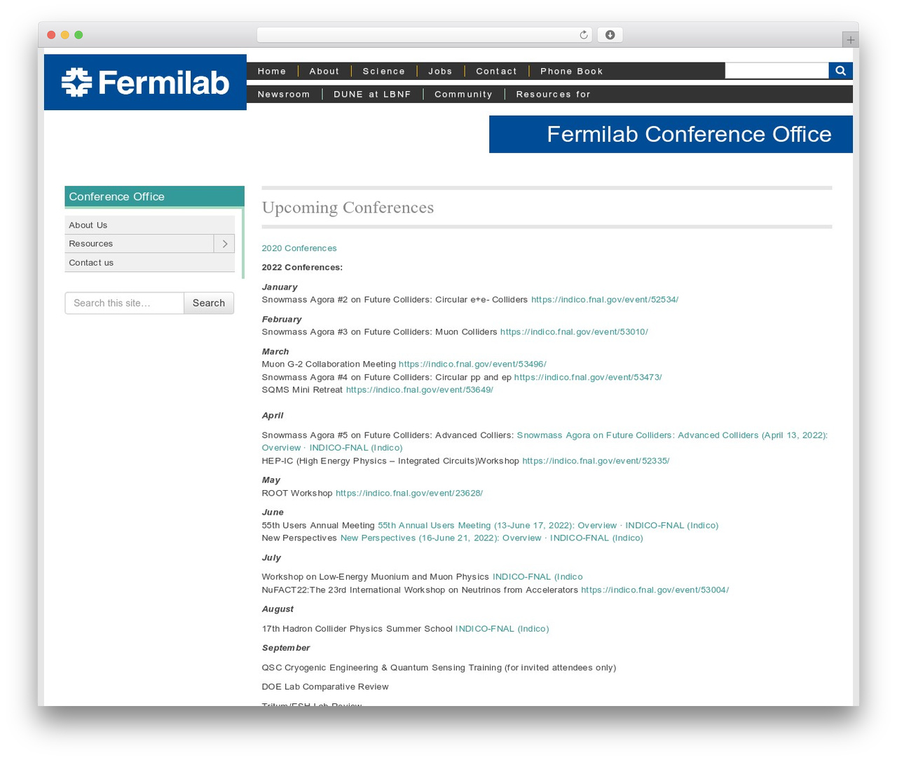 Fermilab Theme WordPress theme - conferences.fnal.gov
