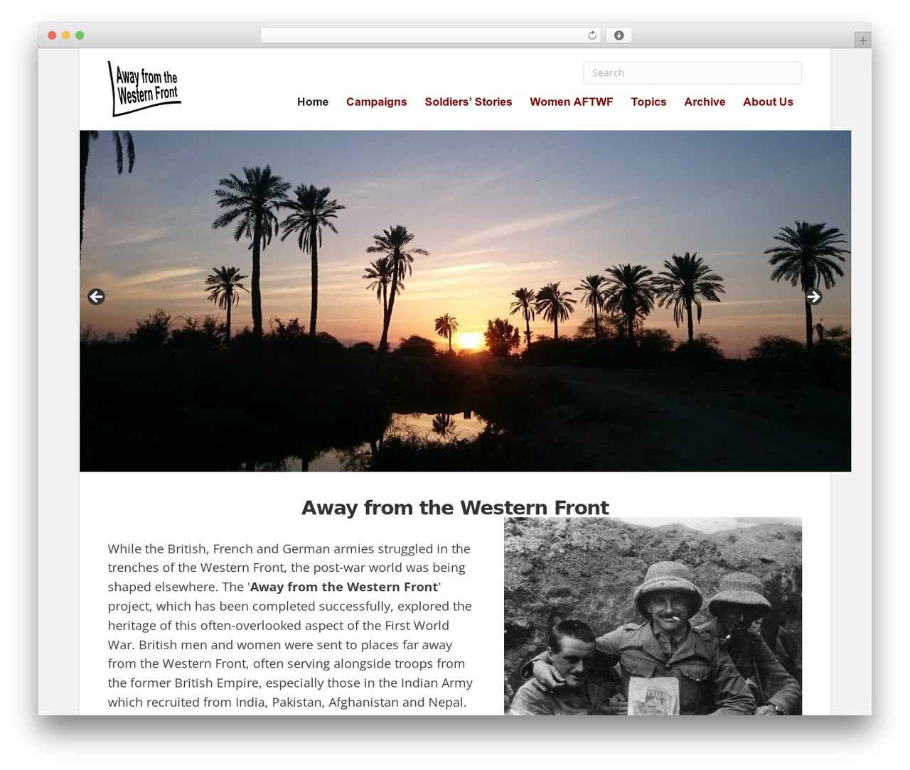 WP theme Beaver Builder Theme - awayfromthewesternfront.org
