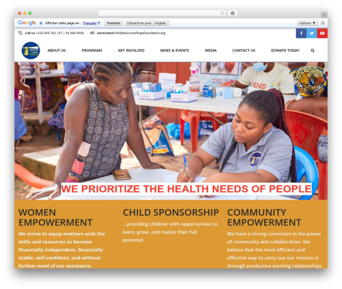 WordPress theme Beacon - beaconofhopefoundation.org