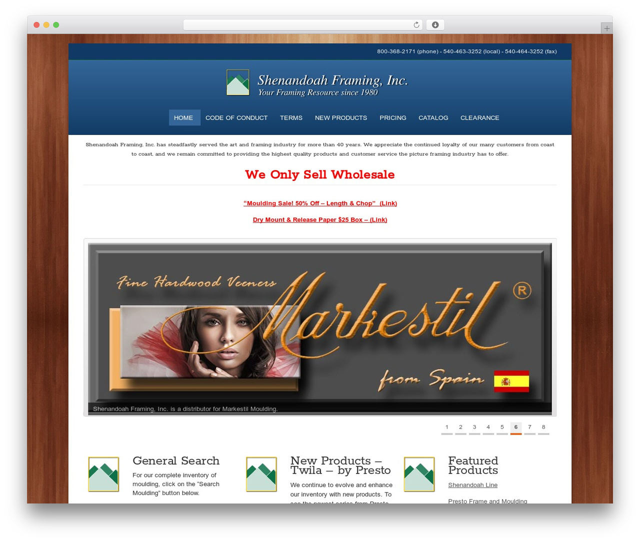 Shenandoah Framing WordPress theme - shenandoahframing.com