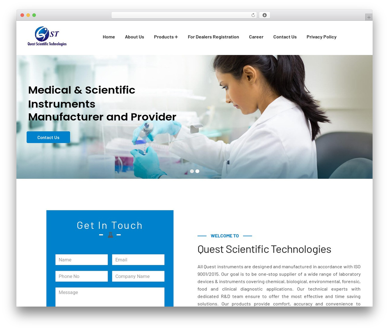 Sectox WordPress theme - questscientifictechnologies.com