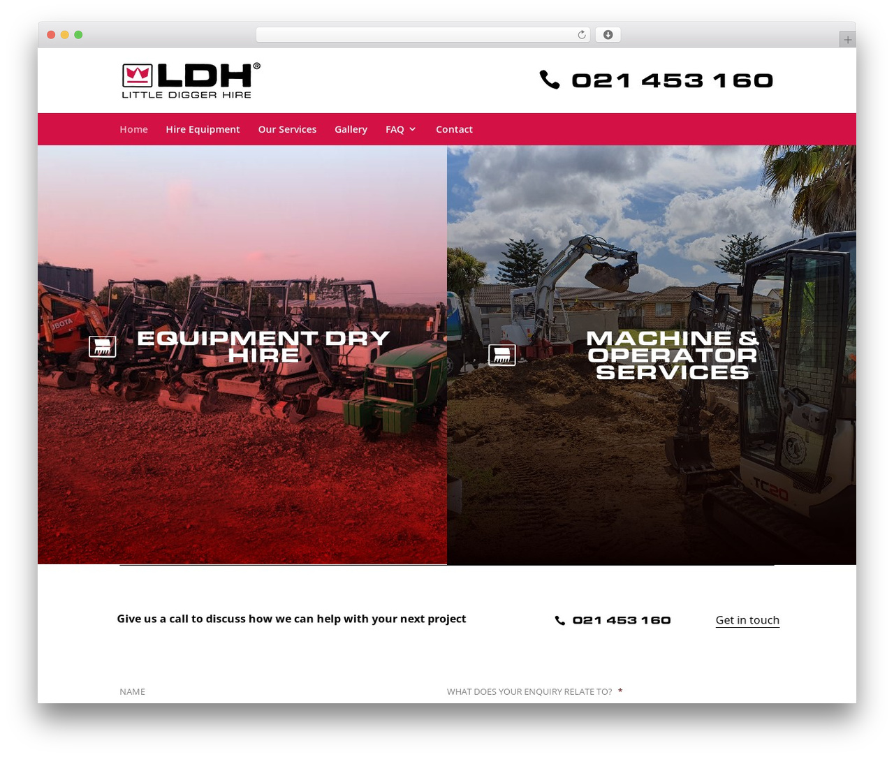 Divi WordPress theme design - littlediggerhire.co.nz