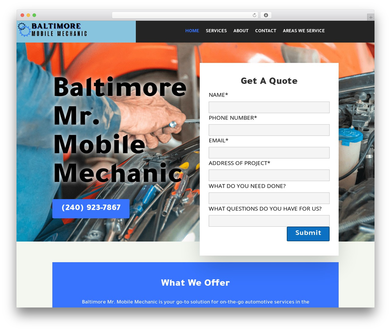 Divi WordPress theme design - baltimoremobilemechanics.com