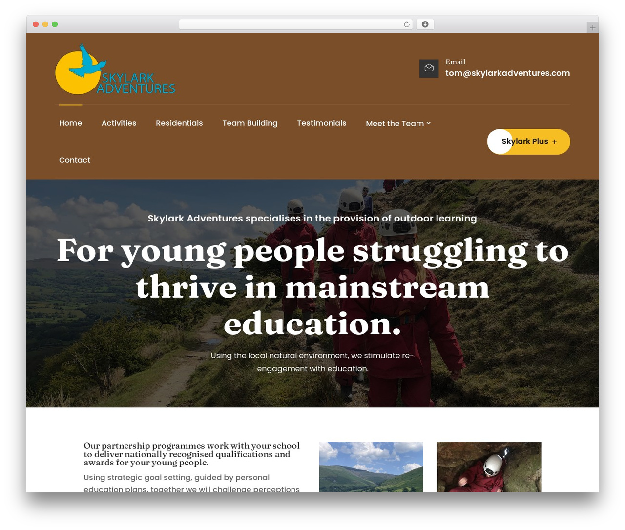 Divi WordPress theme - skylarkadventures.com