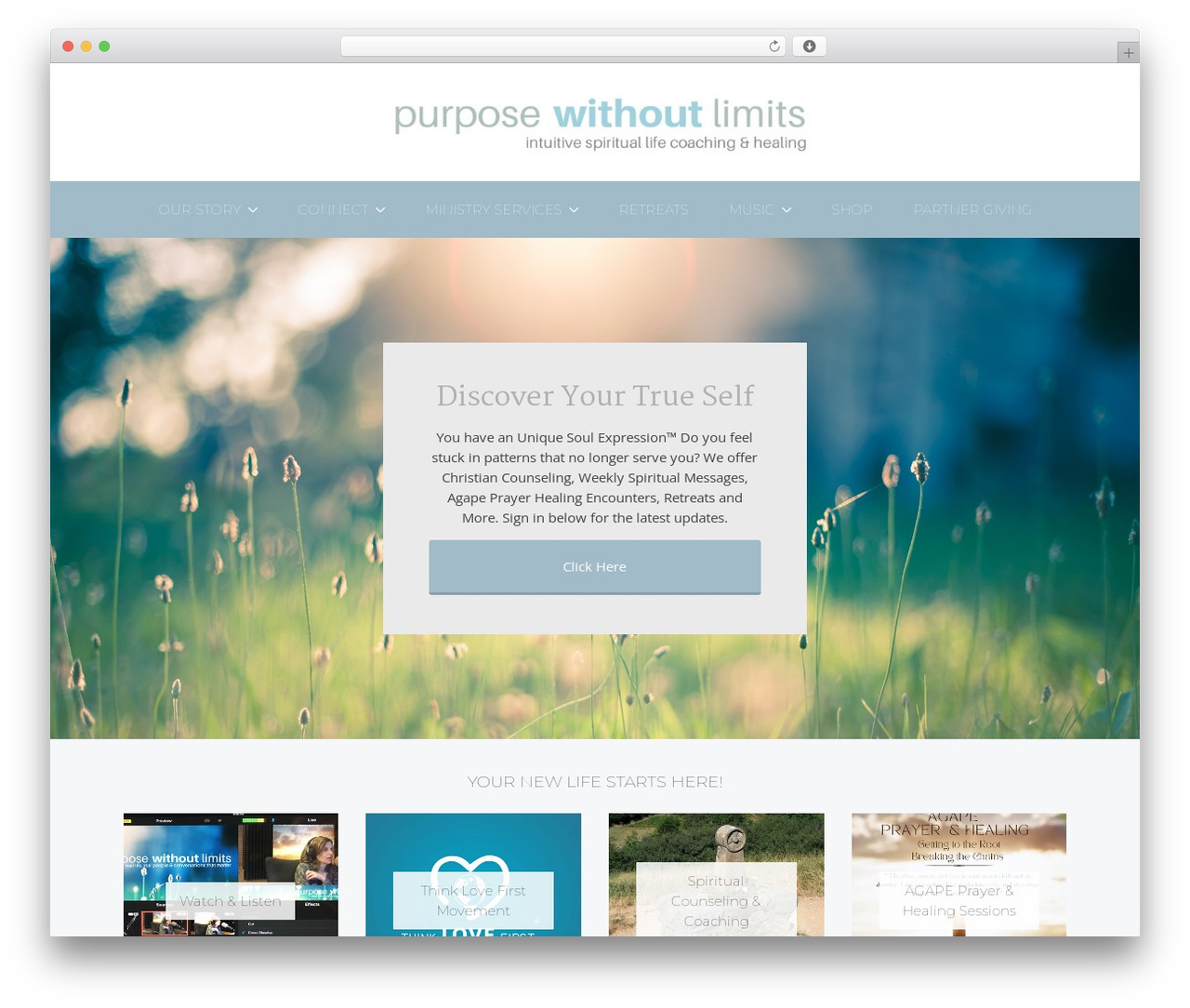 Tribe theme WordPress - purposewithoutlimits.com