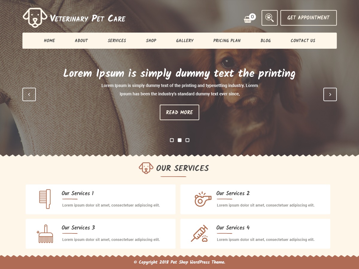 Veterinary Pet Care WordPress photo theme