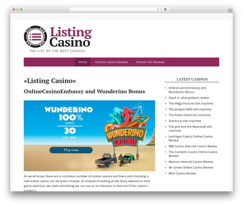 Basic top WordPress theme - listingcasino.com