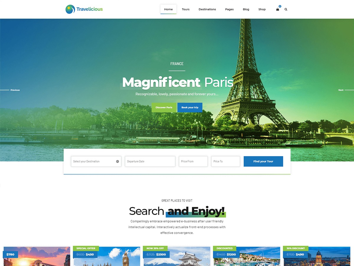 Travelicious wallpapers WordPress theme