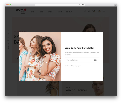 Apus salespopup WordPress plugin - demoapus-wp.com/uomo