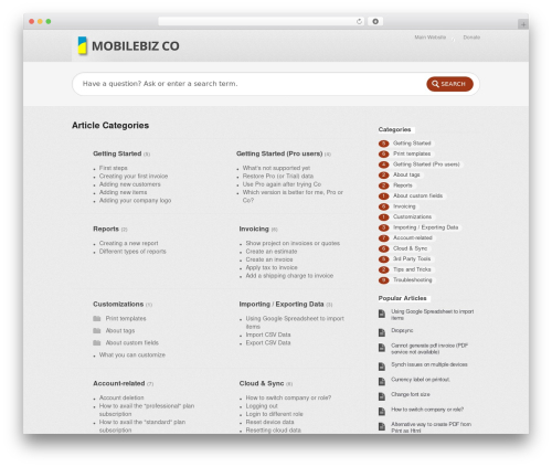 WordPress theme KnowHow - support.mobilebizco.com