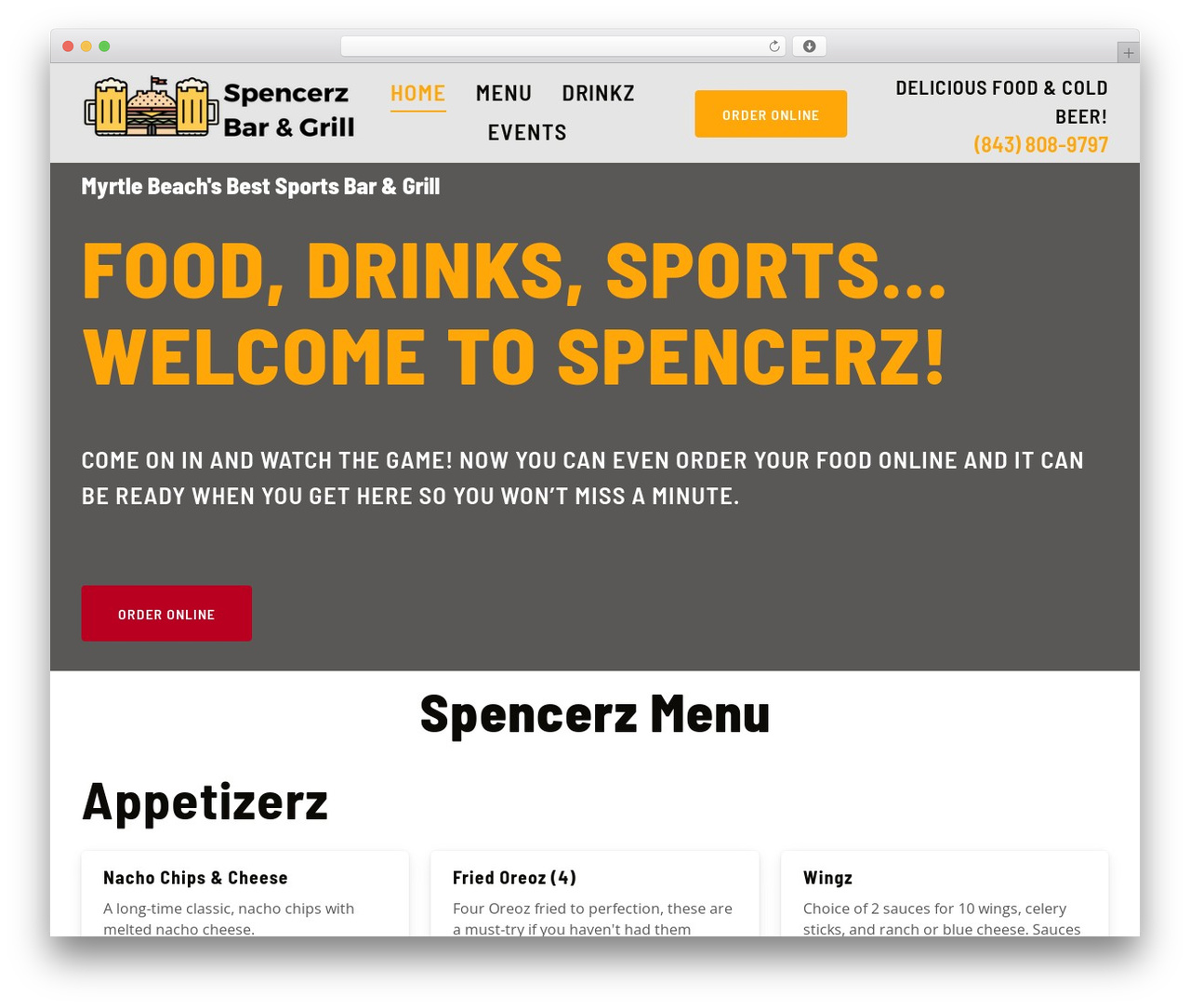 Hello Elementor WP theme - spencerzsportsbar.com