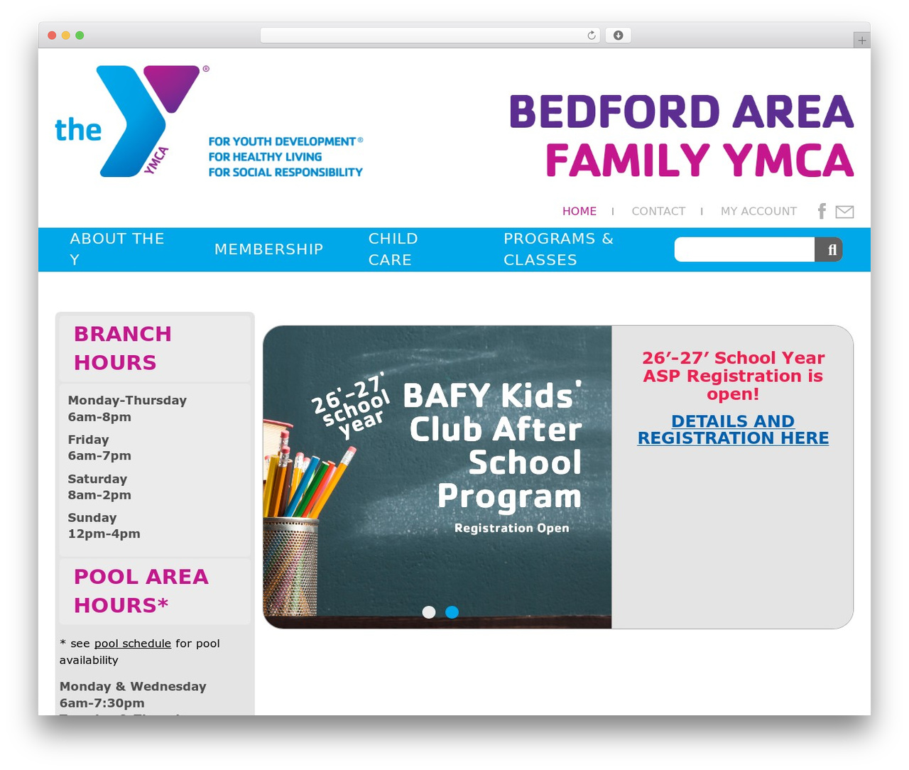 YMCA WordPress theme - bedfordymca.org