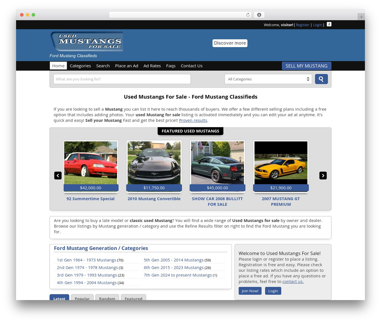 ClassiPress WordPress theme - usedmustangsforsale.com