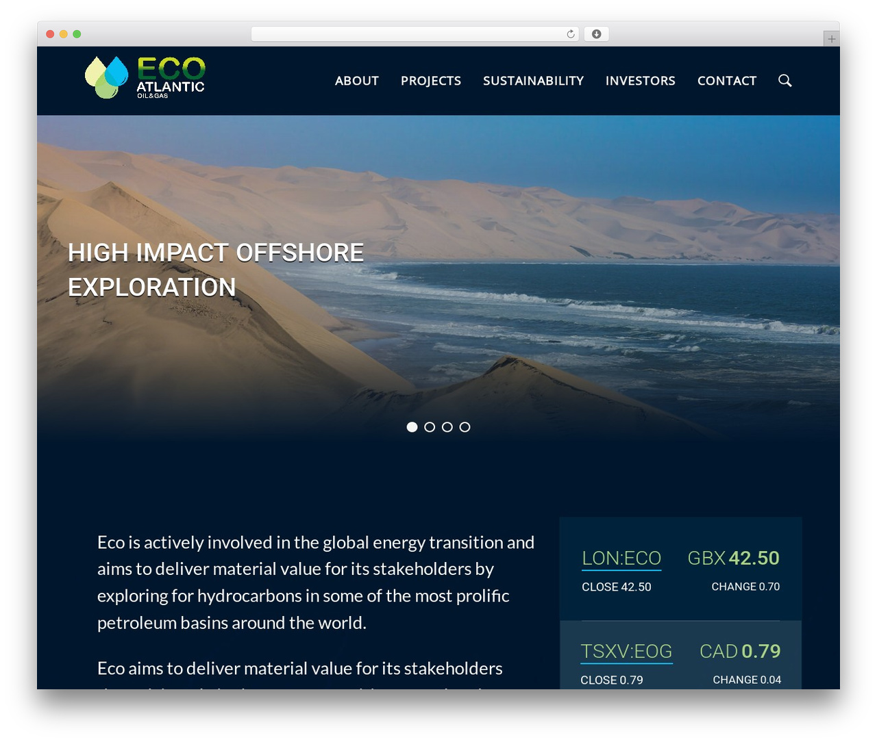 Brighter*IR framework WordPress theme design - ecooilandgas.com