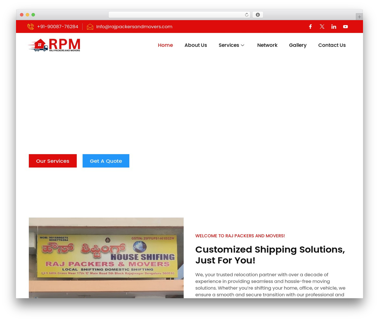 Packstar WordPress theme - rajpackersandmovers.com