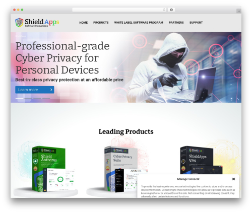 WordPress website theme ShieldApps - shieldapps.com