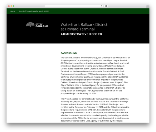 Admin Record WordPress theme - waterfrontballparkdistrict.com