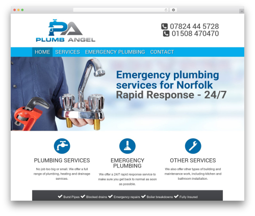 Clean Start WordPress theme - plumbangel.co.uk