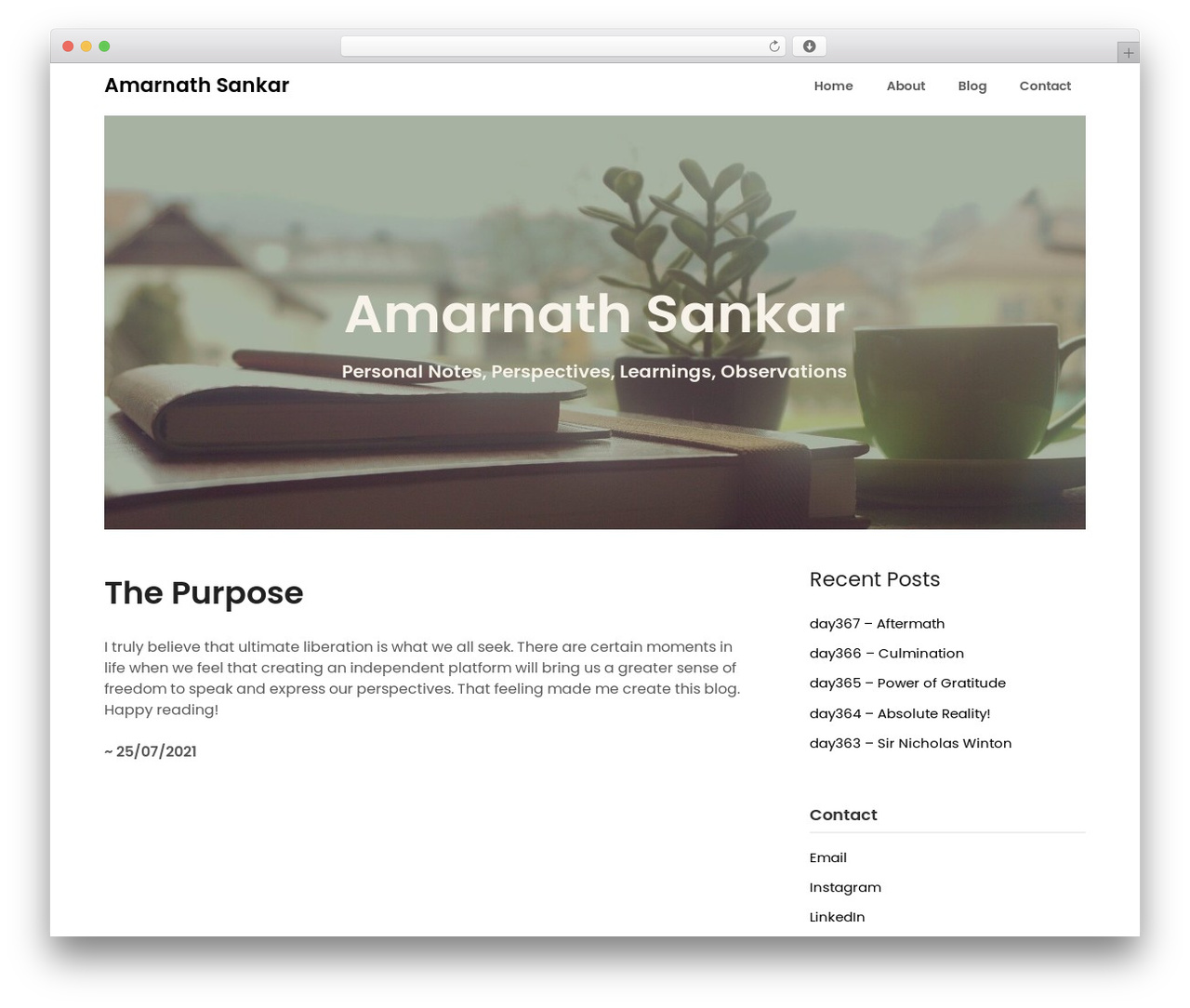 Influencers Blog theme WordPress free - amarnathsankar.com