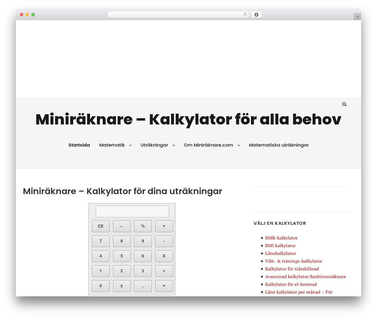 TheSimplest WordPress theme - miniraknare.com