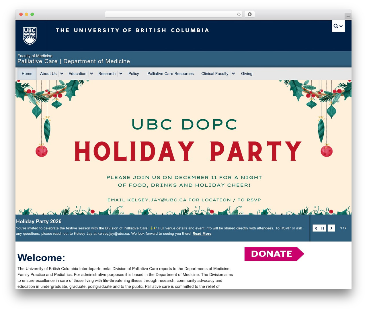 UBC Collab theme WordPress - palliativecare.med.ubc.ca