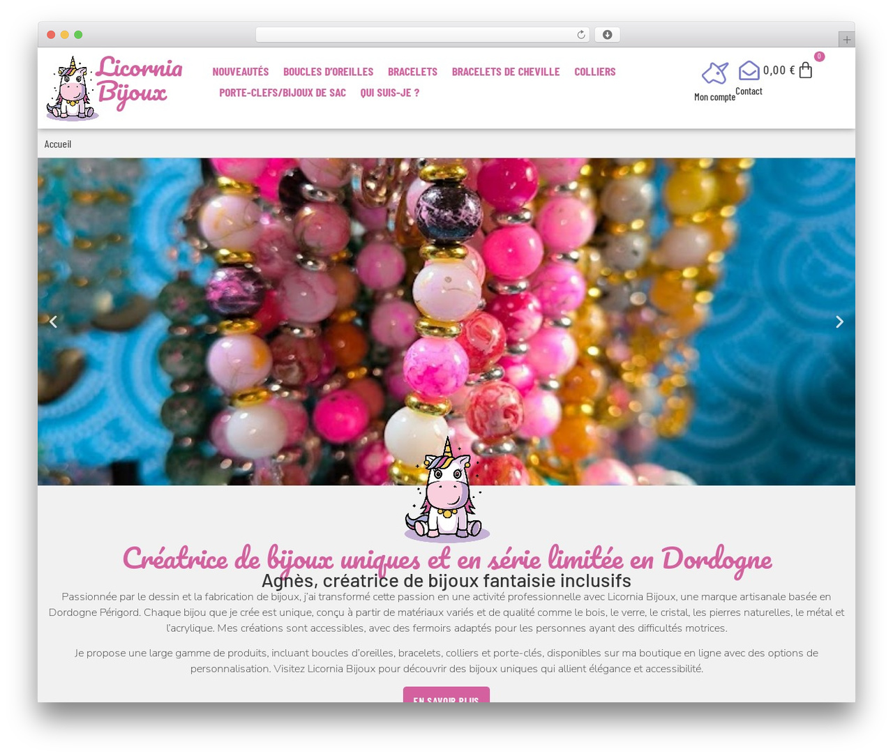 Hello Elementor WordPress theme - licorniabijoux.fr