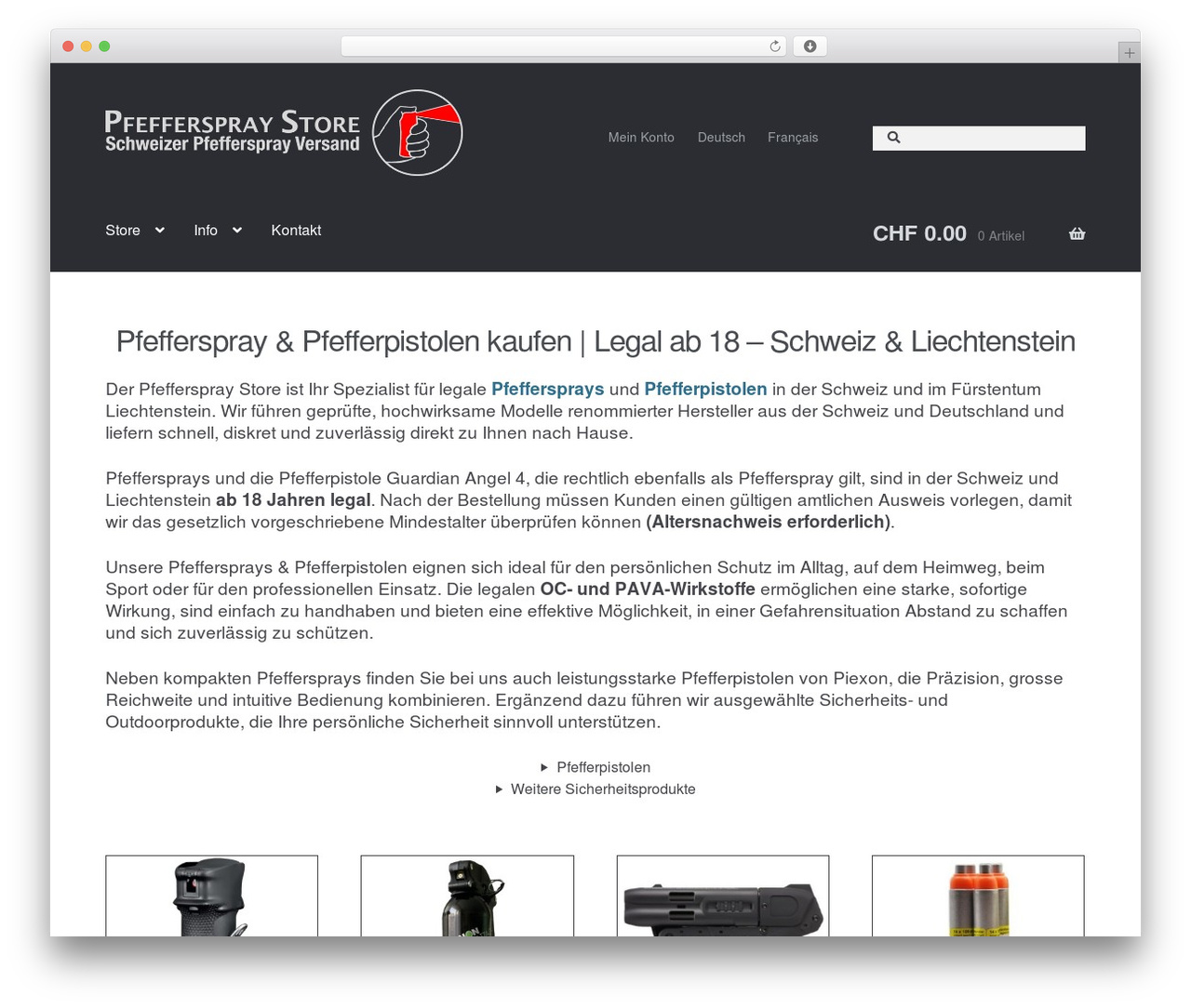 Theme WordPress Storefront - pfefferspray-store.ch