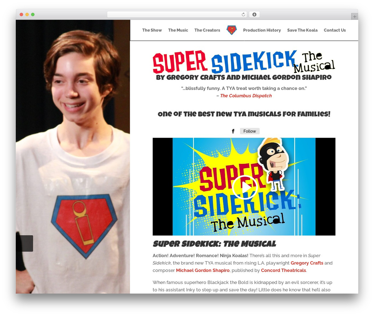 Divi WordPress theme - supersidekickthemusical.com