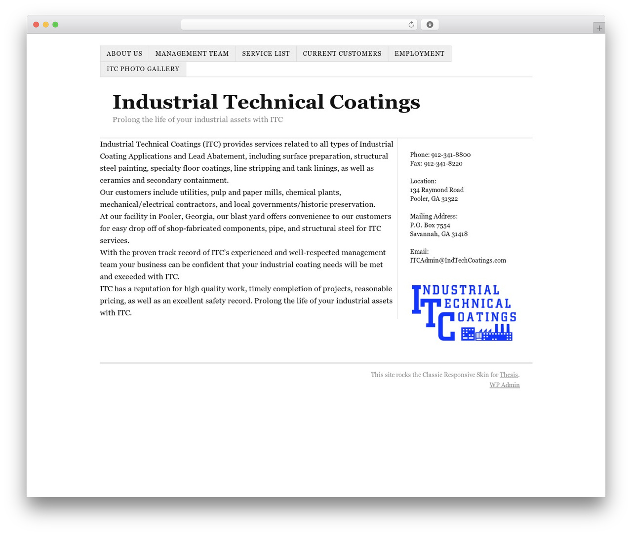 WordPress theme Thesis - indtechcoatings.com