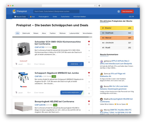 Rehub framework WordPress plugin - preispirat.ch