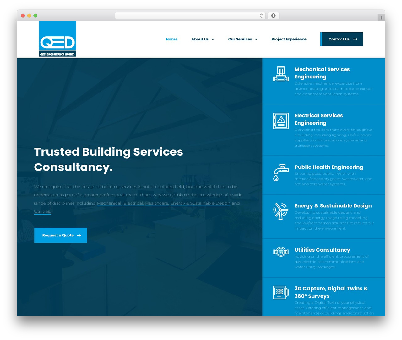 Avada WordPress theme - qed-engineering.com