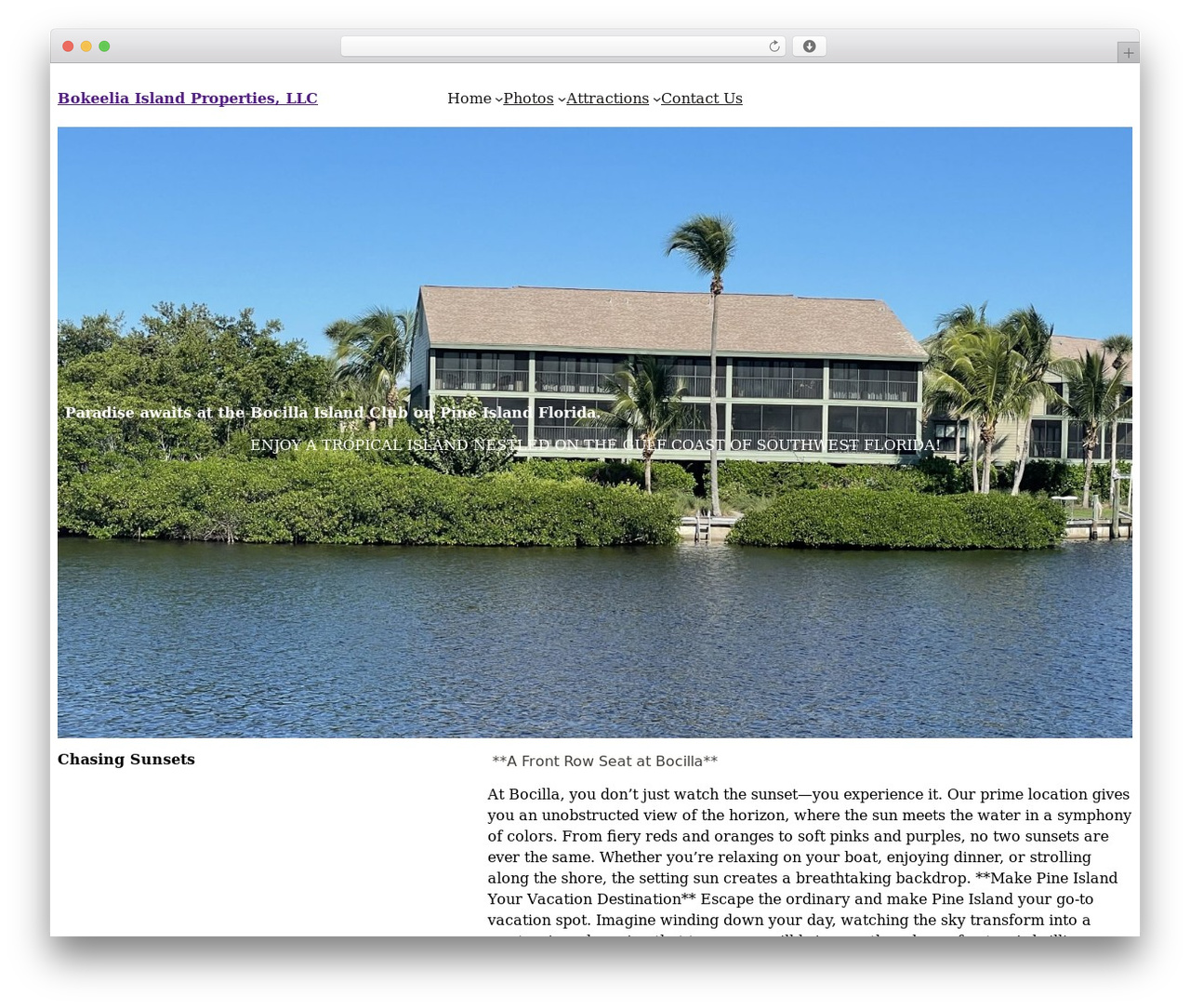 Simple Nova WordPress theme - bokeeliaisland.com