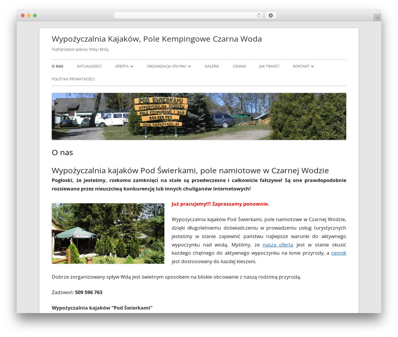 Tiny Framework WordPress website theme - kajaki-podswierkami.pl