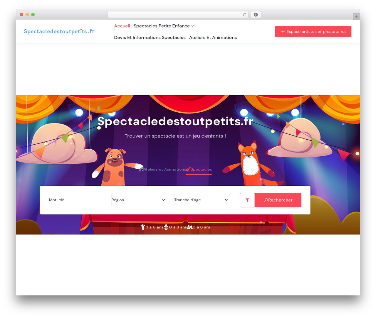 dList WordPress theme design - spectacledestoutpetits.fr