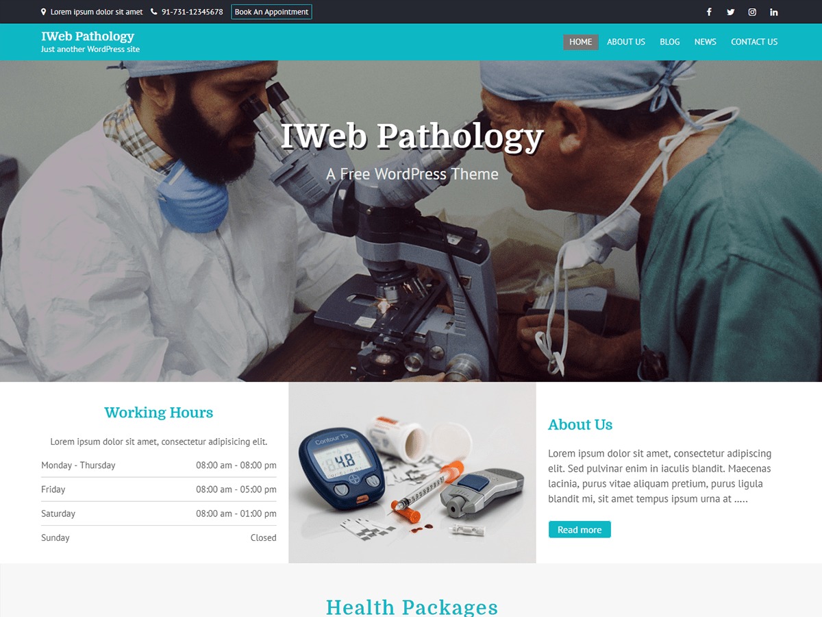 WordPress theme IWeb Pathology