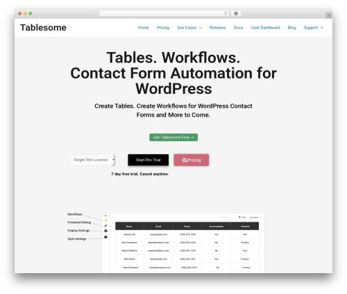 Tablesome premium WordPress plugin - tablesomewp.com