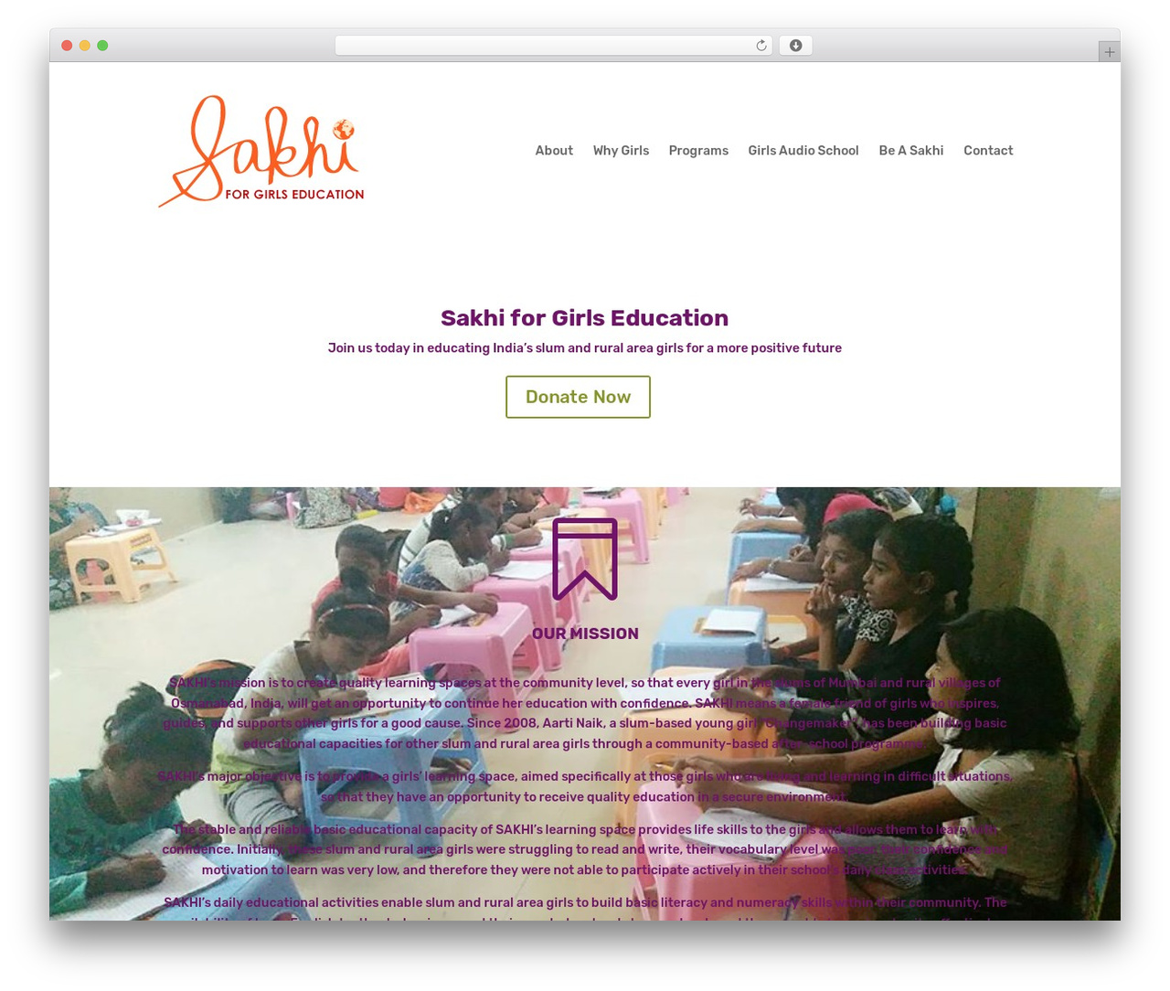 Divi WordPress theme - sakhiforgirlseducation.org