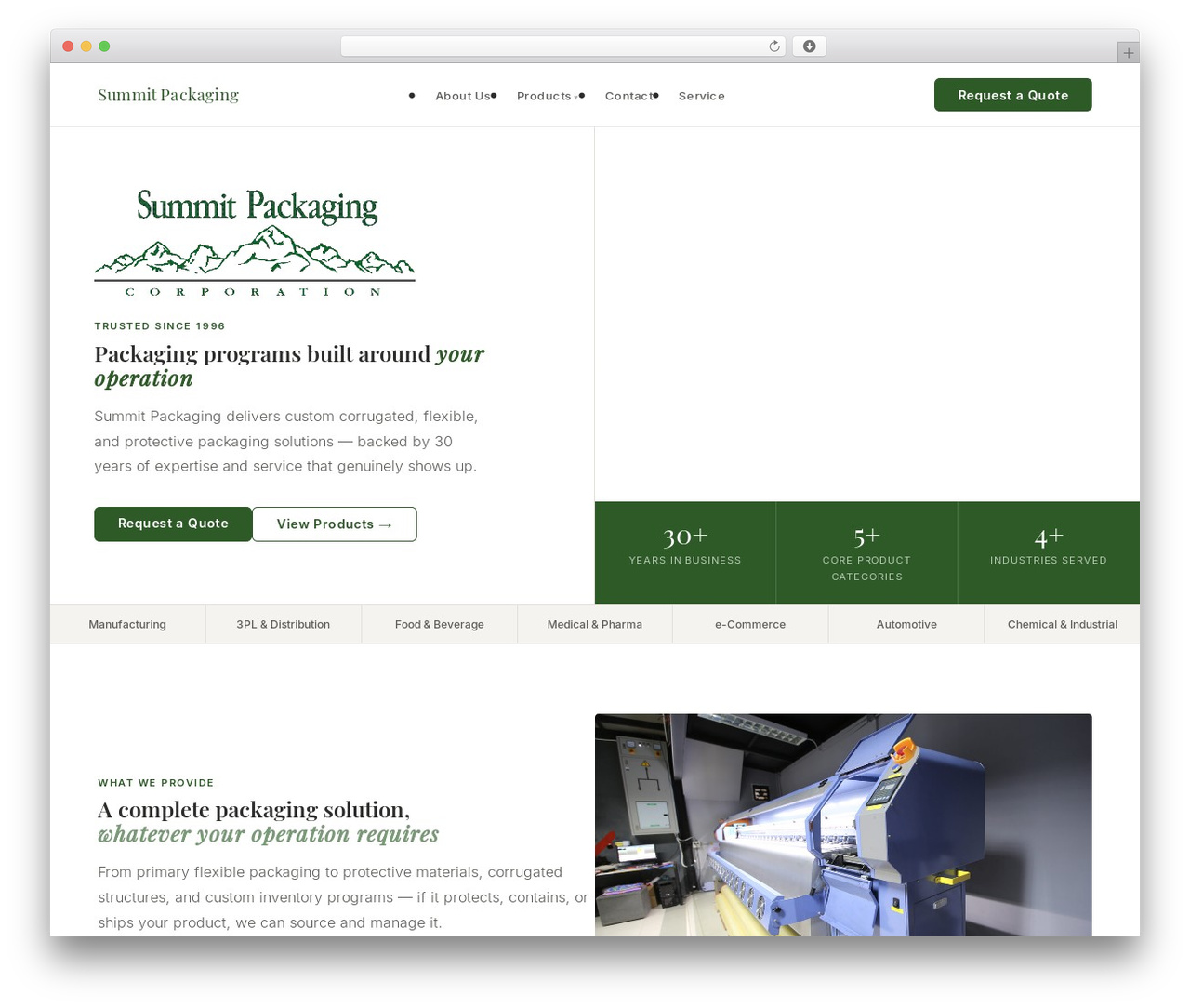 Summit Packaging premium WordPress theme - summitpackagingcorp.com