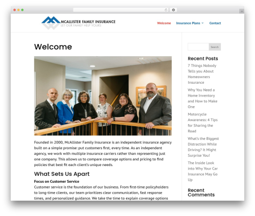 Best WordPress theme Divi - mcallisterfamilyinsurance.com