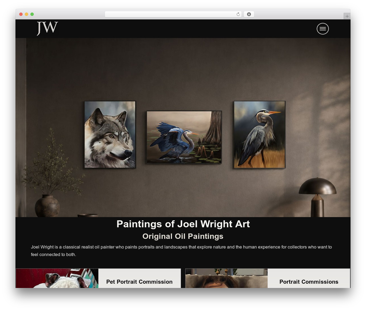 Thrive Theme Builder WordPress website theme - joelwrightart.com
