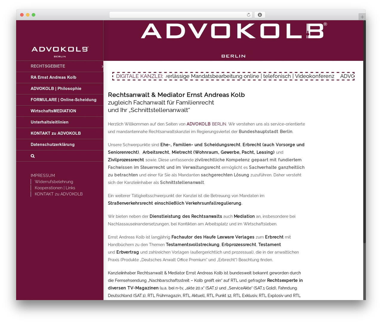 Avada theme WordPress - advokolb.de