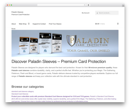 WordPress theme Storefront - paladinsleeves.com