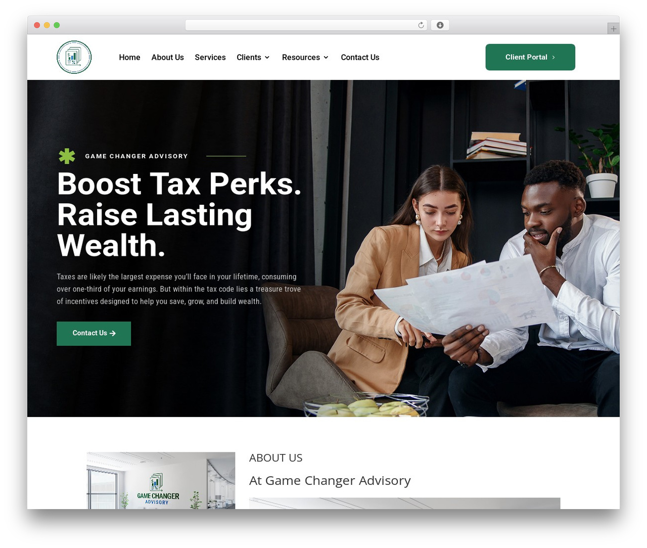 Divi WordPress theme - gamechanger.tax