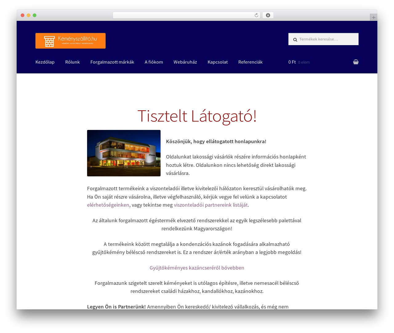 Storefront WordPress ecommerce theme - kemenyszallito.hu