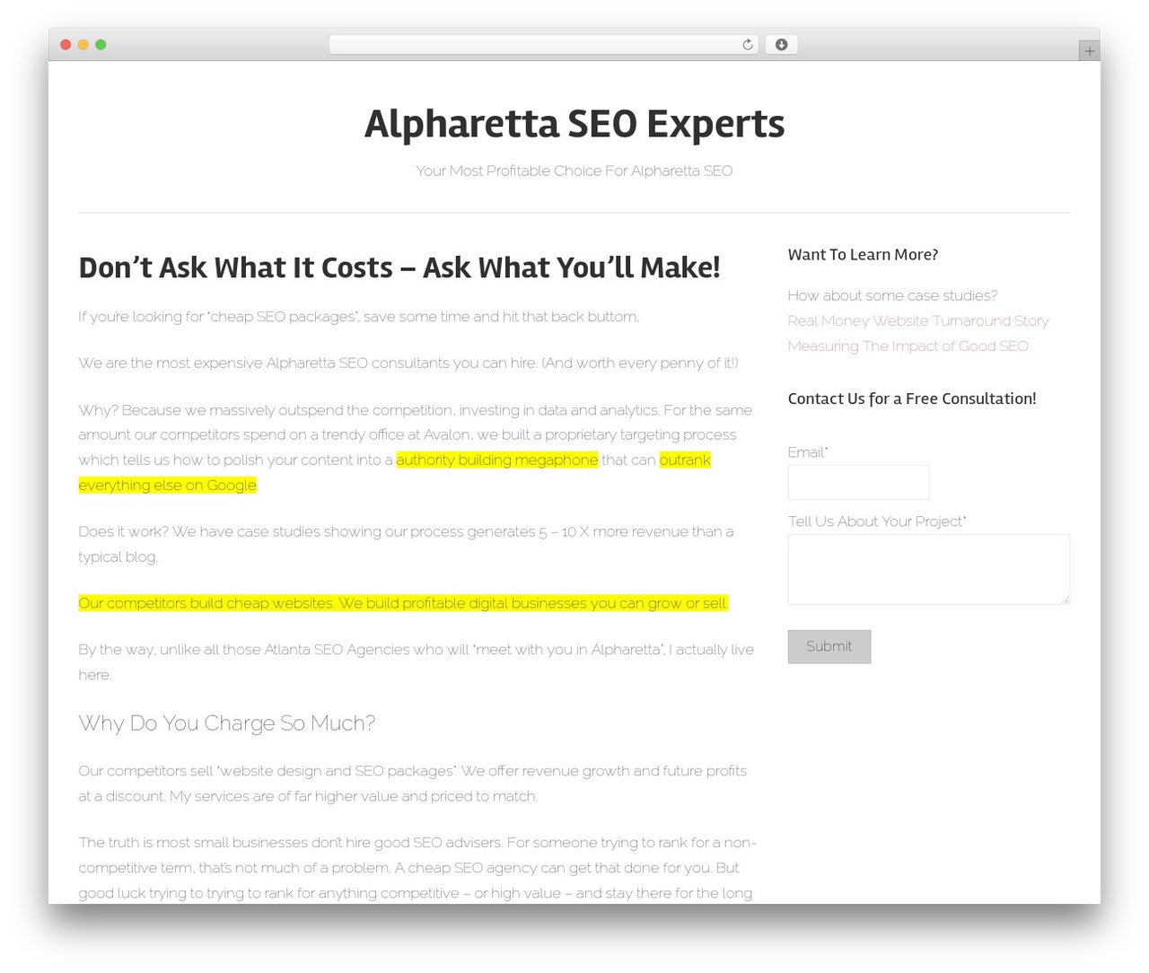 Chronus WordPress theme - alpharettaseoexpert.com